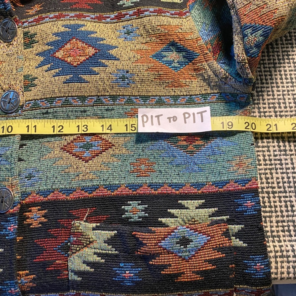 Jane Ashley Tapestry Jacket Southwestern Boho Western Women S Woven Multi Color - Picture 6 of 7